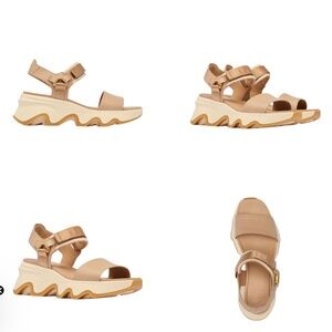 Sorel kinetic impact Y-strap sandal size 6 in tan leather .